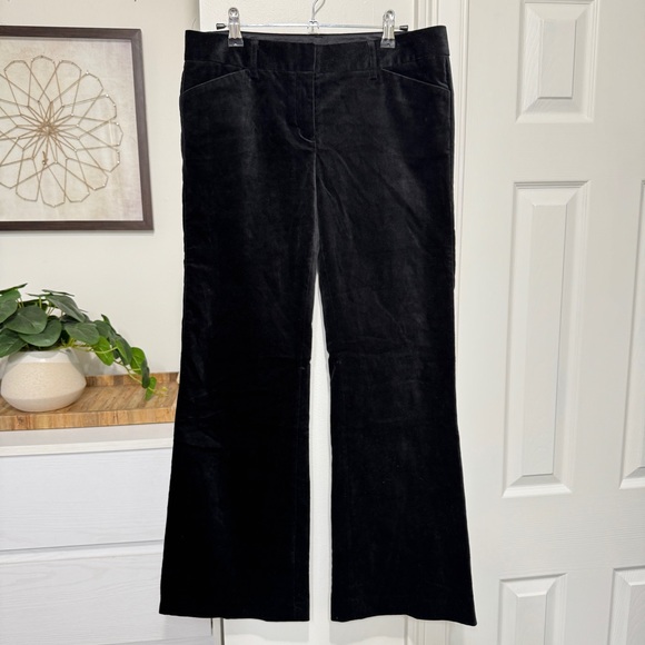 {Express Design Editor} Black Velvet Party Holiday Bootcut Trousers Dress Pants - Picture 7 of 7